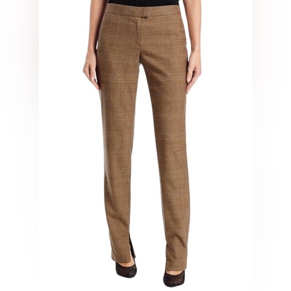 NWT Rag & Bone Rebecca Plaid Wool Pants, Brown/Beige, Straight Leg, Size 4 - Picture 1 of 14